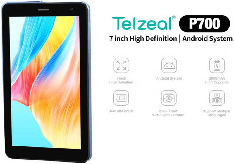 Telzeal P700 5G Android Tablet | 7" HD Display | Dual SIM | 6GB RAM | 256GB Storage